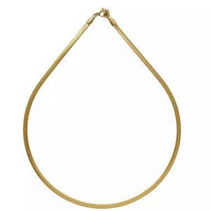 NEW 24K Gold Plated Herringbone Necklace; Length 40 cm